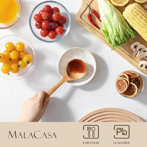 MALACASA Ceramic Spoon Rest for Stove Top, 4.8 inch Cooking Spoon Holder for Kitchen Counter,Utensil Rest for Ladle, Spatula, Spoons or Tongs, Modern Farmhouse Kitchen Décor - 01, Series LYDIA in Saudi Arabia
