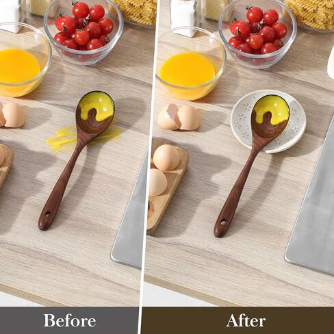 MALACASA Ceramic Spoon Rest for Stove Top, 4.8 inch Cooking Spoon Holder for Kitchen Counter,Utensil Rest for Ladle, Spatula, Spoons or Tongs, Modern Farmhouse Kitchen Décor - 01, Series LYDIA in Saudi Arabia