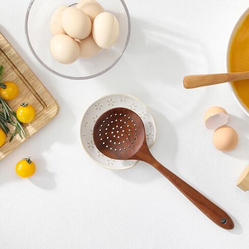 MALACASA Ceramic Spoon Rest for Stove Top, 4.8 inch Cooking Spoon Holder for Kitchen Counter,Utensil Rest for Ladle, Spatula, Spoons or Tongs, Modern Farmhouse Kitchen Décor - 01, Series LYDIA in Saudi Arabia