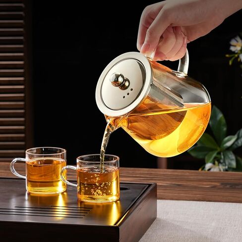 Baalaka Glass Teapot 18.6oz/550ml, Tea Pot with Removable Infusers for Loose Tea, Borosilicate Glass Tea Kettle Tea Maker Stovetop for Camping, Tea Infuser for Loose Leaf Tea Travel in Saudi Arabia