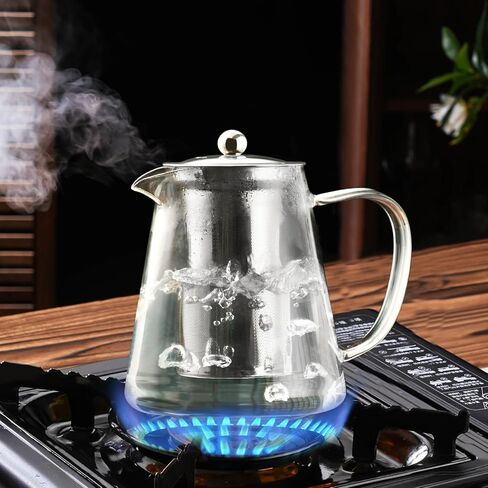 Baalaka Glass Teapot 18.6oz/550ml, Tea Pot with Removable Infusers for Loose Tea, Borosilicate Glass Tea Kettle Tea Maker Stovetop for Camping, Tea Infuser for Loose Leaf Tea Travel in Saudi Arabia
