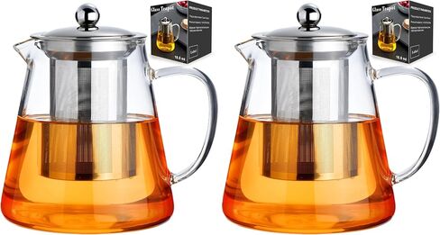 Baalaka Glass Teapot 18.6oz/550ml, Tea Pot with Removable Infusers for Loose Tea, Borosilicate Glass Tea Kettle Tea Maker Stovetop for Camping, Tea Infuser for Loose Leaf Tea Travel in Saudi Arabia