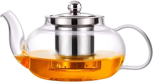 Baalaka Glass Teapot 18.6oz/550ml, Tea Pot with Removable Infusers for Loose Tea, Borosilicate Glass Tea Kettle Tea Maker Stovetop for Camping, Tea Infuser for Loose Leaf Tea Travel in Saudi Arabia