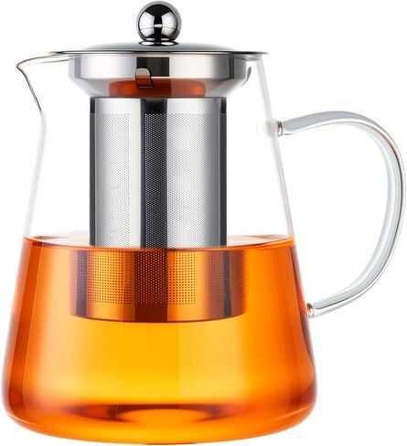 Baalaka Glass Teapot 18.6oz/550ml, Tea Pot with Removable Infusers for Loose Tea, Borosilicate Glass Tea Kettle Tea Maker Stovetop for Camping, Tea Infuser for Loose Leaf Tea Travel in Saudi Arabia