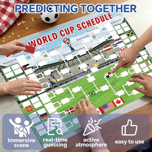 ملصق جدول كأس العالم 2026 مقاس 27 × 39، 64 ملصقًا للعلم الوطني قابلة لإعادة الاستخدام مع أسماء البلدان، يجب اقتناؤها لعشاق كرة القدم، وديكورات حفلات مشجعي كرة القدم، وهدايا كرة القدم لديكور غرفة الأولاد in Kuwait