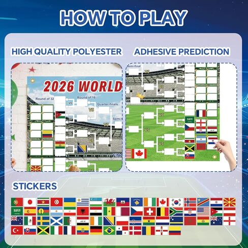 ملصق جدول كأس العالم 2026 مقاس 27 × 39، 64 ملصقًا للعلم الوطني قابلة لإعادة الاستخدام مع أسماء البلدان، يجب اقتناؤها لعشاق كرة القدم، وديكورات حفلات مشجعي كرة القدم، وهدايا كرة القدم لديكور غرفة الأولاد in Kuwait