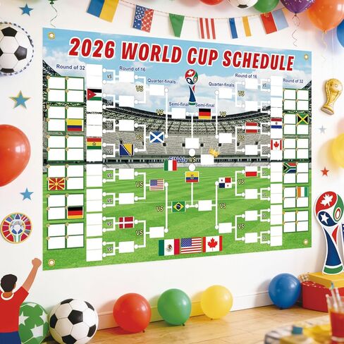 ملصق جدول كأس العالم 2026 مقاس 27 × 39، 64 ملصقًا للعلم الوطني قابلة لإعادة الاستخدام مع أسماء البلدان، يجب اقتناؤها لعشاق كرة القدم، وديكورات حفلات مشجعي كرة القدم، وهدايا كرة القدم لديكور غرفة الأولاد in Kuwait