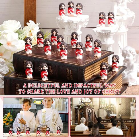 50 Easter Mini Jesus Loves You Figures Little Religious Jesus Toys Hide and Seek for Sunday School Craft Easter Egg Filling Stuffers Christian Party Baptism Gifts (Red) in Saudi Arabia