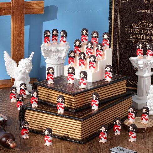 50 Easter Mini Jesus Loves You Figures Little Religious Jesus Toys Hide and Seek for Sunday School Craft Easter Egg Filling Stuffers Christian Party Baptism Gifts (Red) in Saudi Arabia