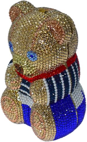 Cute Bow Bear Evening Bag Mini Rhinestone Purse Animal Crystal Clutch for Wedding Prom Party Handbag in Saudi Arabia