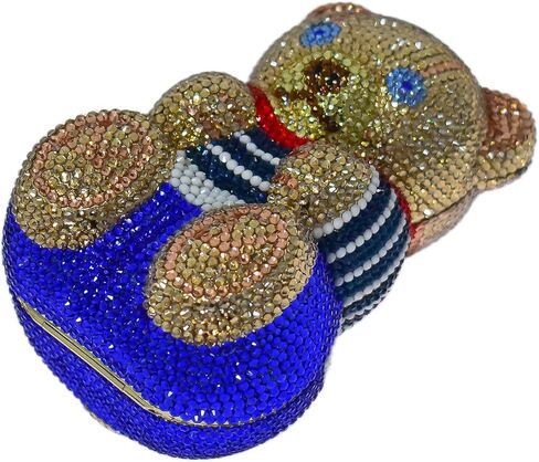 Cute Bow Bear Evening Bag Mini Rhinestone Purse Animal Crystal Clutch for Wedding Prom Party Handbag in Saudi Arabia