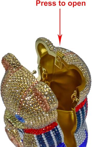 Cute Bow Bear Evening Bag Mini Rhinestone Purse Animal Crystal Clutch for Wedding Prom Party Handbag in Saudi Arabia