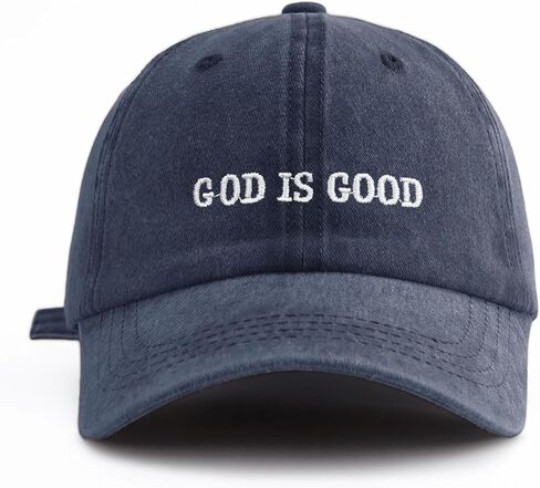 GOD is Good Embroidered Washed Baseball Cap，Classic Fashion Retro Sweatband, Adjustable Size, Suitable for Daily wear in Saudi Arabia