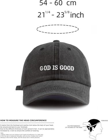 GOD is Good Embroidered Washed Baseball Cap，Classic Fashion Retro Sweatband, Adjustable Size, Suitable for Daily wear in Saudi Arabia