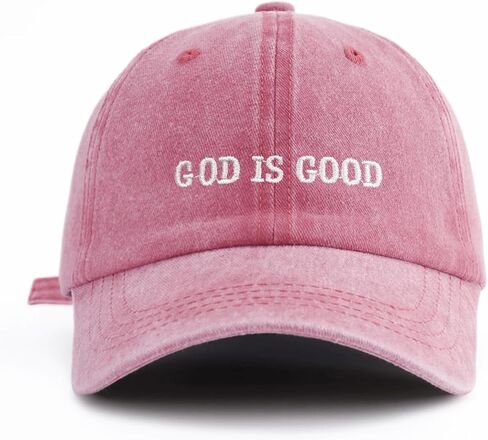GOD is Good Embroidered Washed Baseball Cap，Classic Fashion Retro Sweatband, Adjustable Size, Suitable for Daily wear in Saudi Arabia