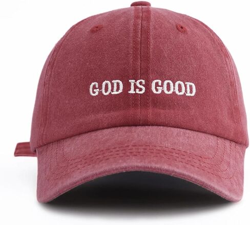 GOD is Good Embroidered Washed Baseball Cap，Classic Fashion Retro Sweatband, Adjustable Size, Suitable for Daily wear in Saudi Arabia