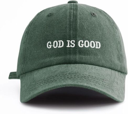 GOD is Good Embroidered Washed Baseball Cap，Classic Fashion Retro Sweatband, Adjustable Size, Suitable for Daily wear in Saudi Arabia