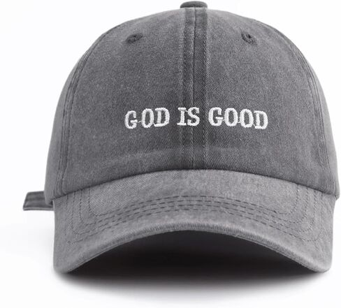 GOD is Good Embroidered Washed Baseball Cap，Classic Fashion Retro Sweatband, Adjustable Size, Suitable for Daily wear in Saudi Arabia