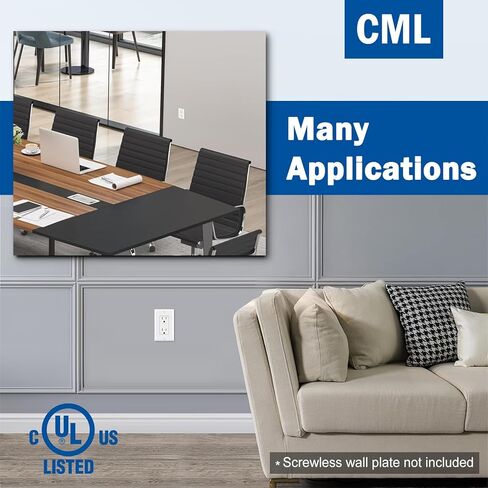 (100 حزمة) CML 15 أمبير مقبس حائط ديكور، مقاوم للعبث آمن للأطفال (TR)، 15 أمبير/125 فولت، منفذ كهربائي قياسي للديكور، مدرج في قائمة UL، أبيض in Kuwait