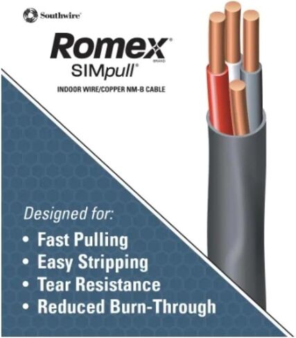 SOUTHWIRE COMPANY LL 63949202 Romex Type Nm-B Wg Non-Metallic Wire, 125 ft. 8/3, Black in Kuwait