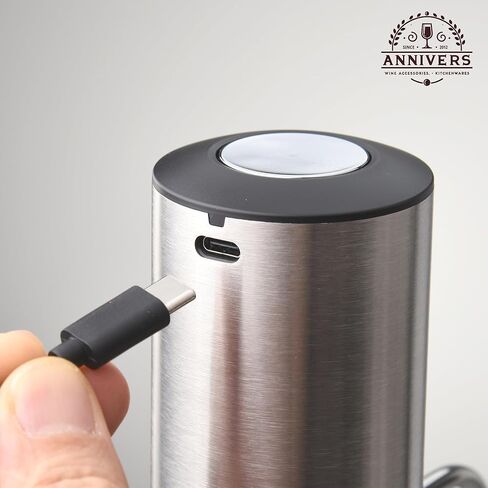 Electric Wine Decanter Automatic Wine Aerator Dispenser Pourer, USB-C Rechargeable Storage Base Stainless Steel Tube One-Touch Pump for All Btls, Aérateur Distributeur de Vin Électrique in Kuwait