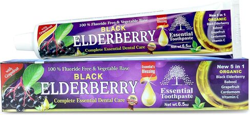 Black Elderberry Essential Toothpaste - 6.5 oz Pack of 1 | A Unique Blend of Black Elderberry, Babool, Grapefruit, Cardamom, Vitamin C in Saudi Arabia