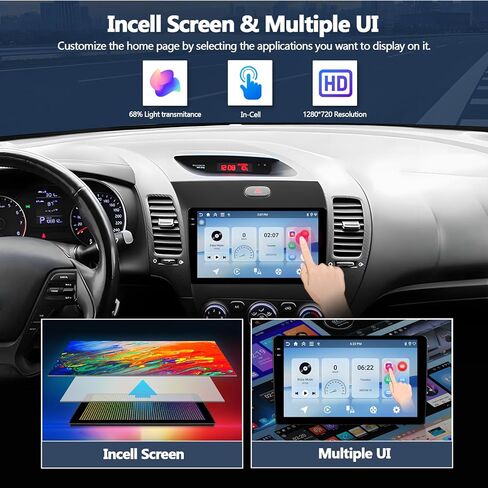 Camecho 2+64g لشاشة Kia Forte Cerato K3 2013-2018 Android 13 Car Stereo مع شاشة Apple Carplay Android 9 "لمس in Kuwait