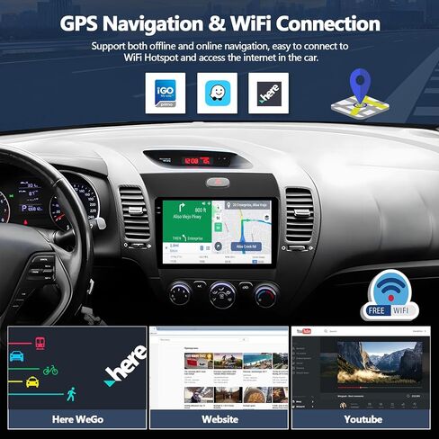 Camecho 2+64g لشاشة Kia Forte Cerato K3 2013-2018 Android 13 Car Stereo مع شاشة Apple Carplay Android 9 "لمس in Kuwait