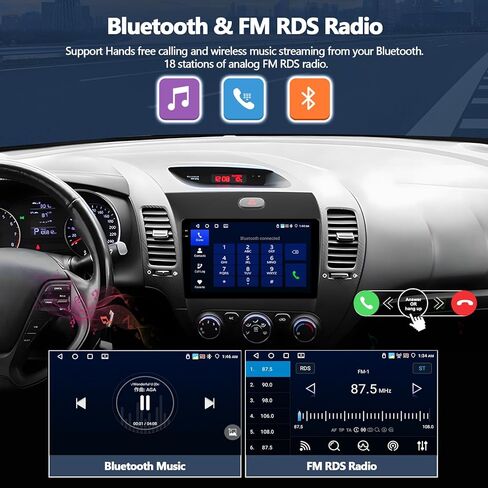 Camecho 2+64g لشاشة Kia Forte Cerato K3 2013-2018 Android 13 Car Stereo مع شاشة Apple Carplay Android 9 "لمس in Kuwait