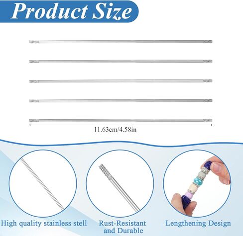 50PCS Pen Extenders for Beadable Pens Bulk 4.6 Inch Rust-Resistance Stainless Steel Beadable Pen Extender Rods with Metal Blank Bars for Beadable Pens in Kuwait
