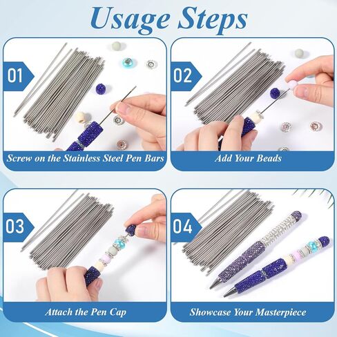 50PCS Pen Extenders for Beadable Pens Bulk 4.6 Inch Rust-Resistance Stainless Steel Beadable Pen Extender Rods with Metal Blank Bars for Beadable Pens in Kuwait