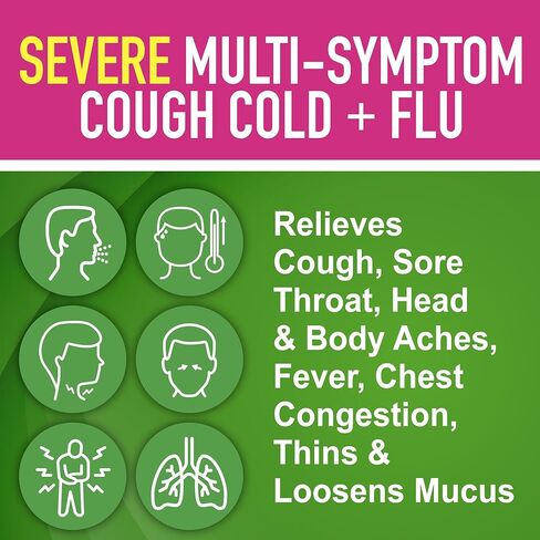 GoodSense Tussin Severe CF Max Multi-Symptom Cough, Cold and Flu, Raspberry Flavor, Cough Medicine, 8 Ounces in Kuwait