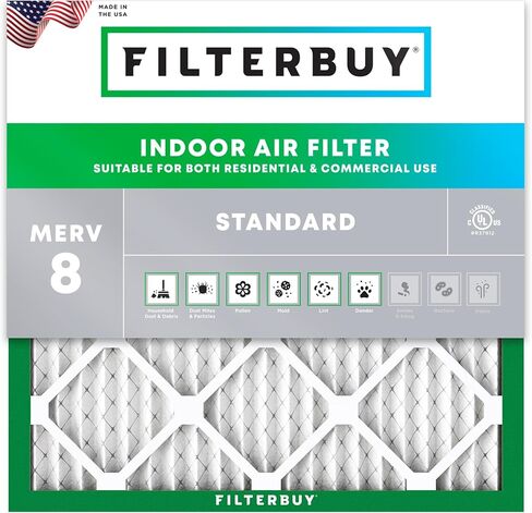 Filterbuy 19.5x19.5x1 Air Filter MERV 8 Essential Dust & Allergy Defense (1-Pack), Electrostatic Pleated HVAC AC Furnace Filters Replacement (Actual Size: 19.50 x 19.50 x 0.75) in Kuwait