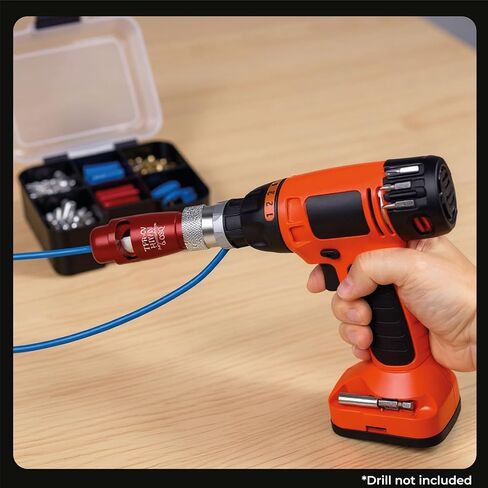 Drill-Powered Wire Stripper and Twister Tool Kit with 4 interchangeable heads and accessories - Connector Tool for Power Drill specially designed for stripping the insulating layer of AWG in Kuwait