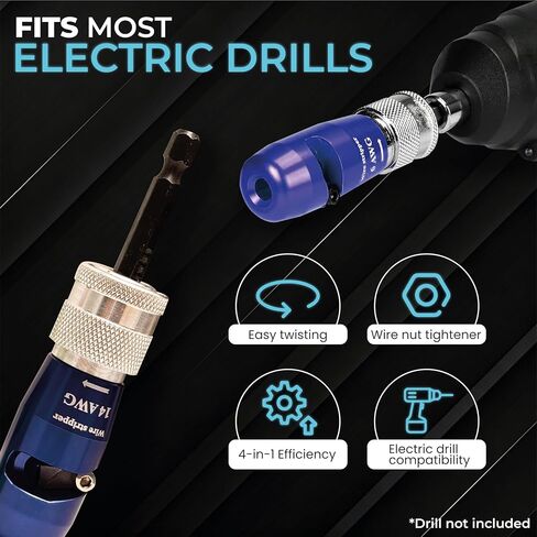 Drill-Powered Wire Stripper and Twister Tool Kit with 4 interchangeable heads and accessories - Connector Tool for Power Drill specially designed for stripping the insulating layer of AWG in Kuwait