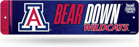 لافتة شارع معدنية "Bear Down" من Rico Industries NCAA NCAA Arizona Wildcats مقاس 4 × 15 بوصة ديكور منزلي - غرفة النوم - المكتب - كهف الرجل in Kuwait