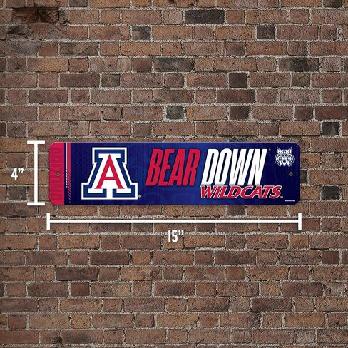 لافتة شارع معدنية "Bear Down" من Rico Industries NCAA NCAA Arizona Wildcats مقاس 4 × 15 بوصة ديكور منزلي - غرفة النوم - المكتب - كهف الرجل in Kuwait