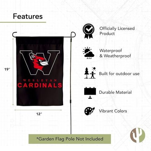 Desert Cactus Wesleyan University WU Garden Flag – 19 x 12 inch Wesleyan Cardinals Banner, For Outdoor Display and Events (Design 1) in Kuwait