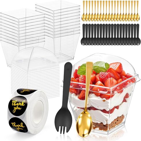 80Pcs 3oz Mini Dessert Cups with Lids, Spoons & Bonus Forks – Clear Plastic Parfait Cups for Jello, Mousse, Yogurt, Pudding – Disposable or Reusable Appetizer Cups in Saudi Arabia