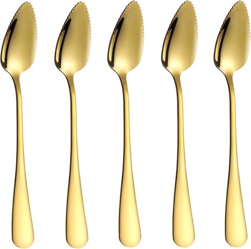 Grapefruit Spoons & Knife Set, Stainless Steel Utensils With Serrated Edge & Thick Gauge Handle, Rainbow Kitchen Tool, Non-stick Plating for Kiwi, Dessert, Apple (5 PCS) in Kuwait