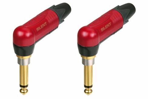 (2 Pack) Neutrik NP2RX-AU-SILENT Right Angle 1/4" Plug Gold Contacts & Red Shell in Kuwait