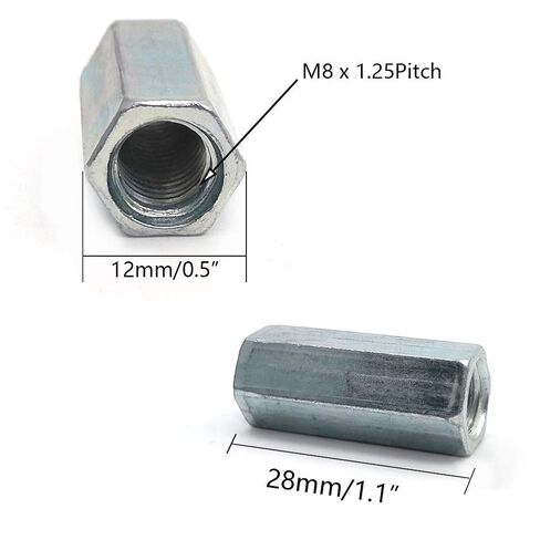 M8 x 1.25-Pitch 28mm طول قضيب طويل متري عرافة اقتران الجوز، 10 عبوات، مطلي بالزنك in Kuwait