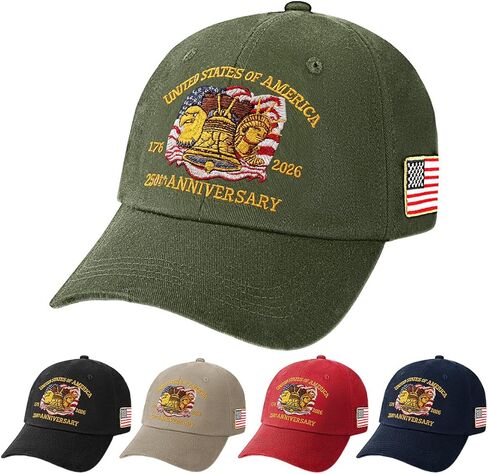250th Anniversary USA Hat - Adjustable United States 250 Anniversary Hat, Patriotic Baseball Cap for Men Women in Kuwait