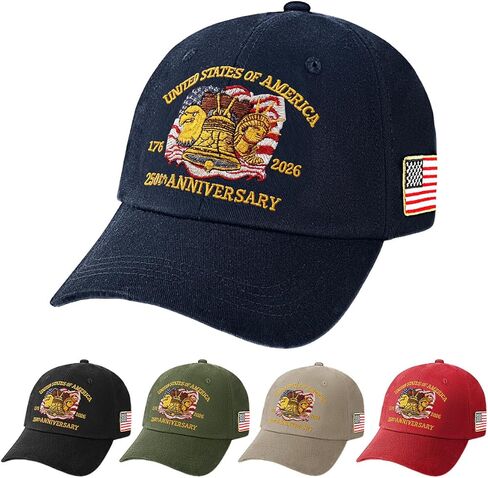 250th Anniversary USA Hat - Adjustable United States 250 Anniversary Hat, Patriotic Baseball Cap for Men Women in Saudi Arabia