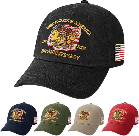 250th Anniversary USA Hat - Adjustable United States 250 Anniversary Hat, Patriotic Baseball Cap for Men Women in Saudi Arabia