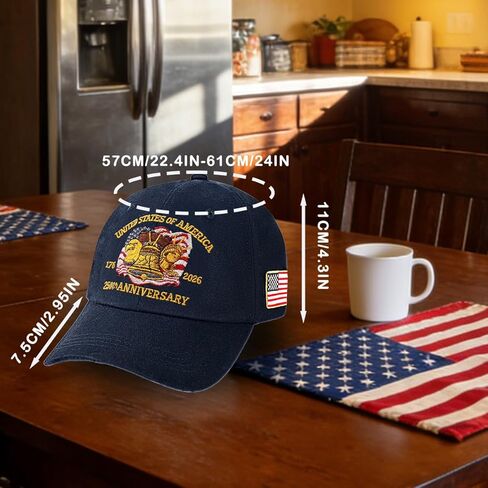 250th Anniversary USA Hat - Adjustable United States 250 Anniversary Hat, Patriotic Baseball Cap for Men Women in Saudi Arabia