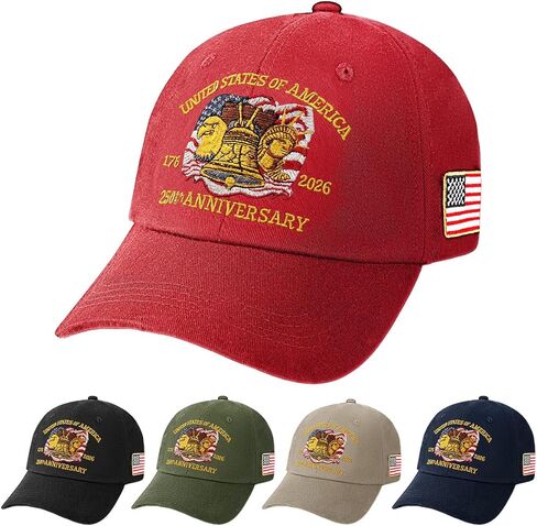 250th Anniversary USA Hat - Adjustable United States 250 Anniversary Hat, Patriotic Baseball Cap for Men Women in Saudi Arabia