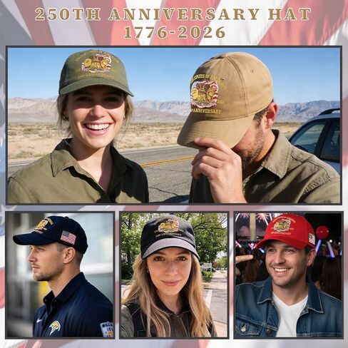 250th Anniversary USA Hat - Adjustable United States 250 Anniversary Hat, Patriotic Baseball Cap for Men Women in Saudi Arabia