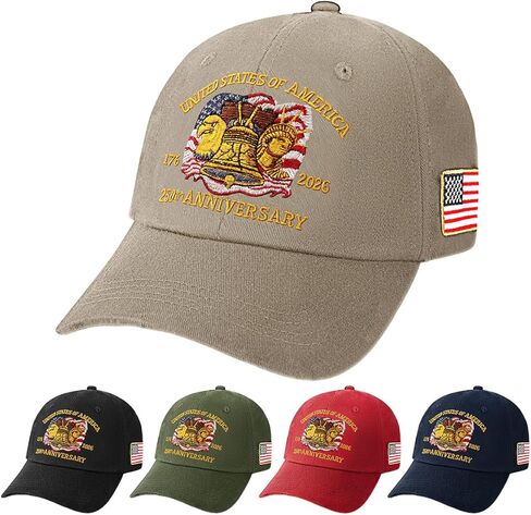 250th Anniversary USA Hat - Adjustable United States 250 Anniversary Hat, Patriotic Baseball Cap for Men Women in Saudi Arabia