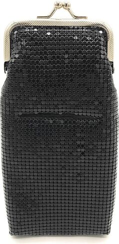 Women's Small Metal Mesh Eyeglasses Case with lighter pocket and Kiss Lock Closure (Gold Animal print) in Kuwait